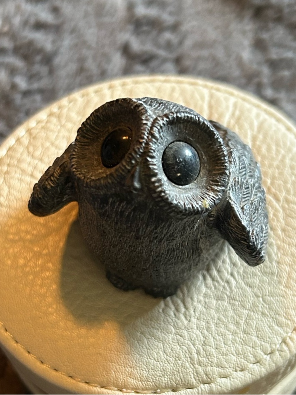 Vintage Soapstone Baby Owl Sculpture by Wolf Designs